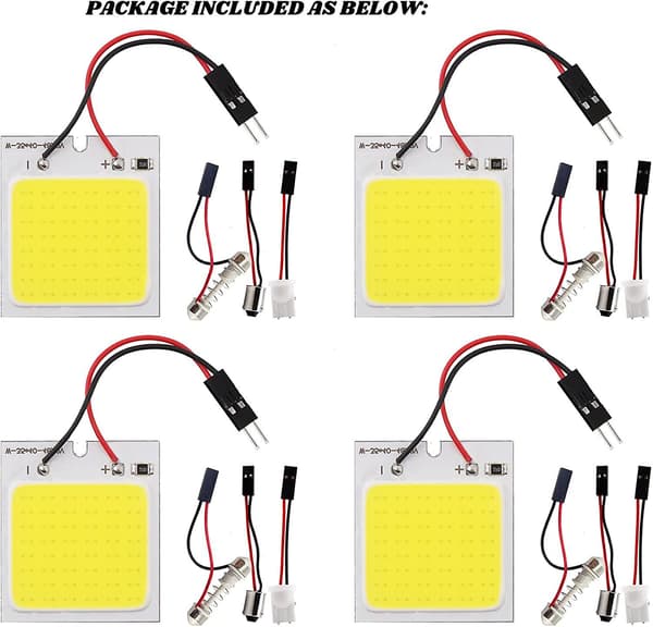 4-pack vita LED-panel kupollampor, Cob 48-smd LED-innerbelysning för bil, LED-innerbelysning för bil