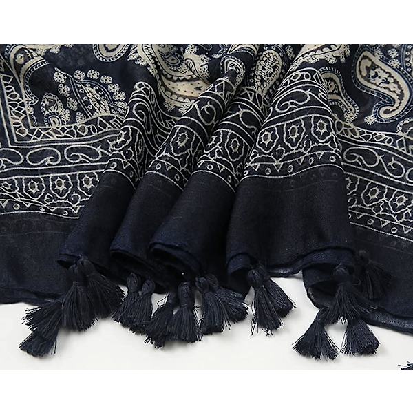 Dam Scarf Sjal Svart Paisley Med Acsergery En Vacker Lätt Wrap Lång Hals Loop Present