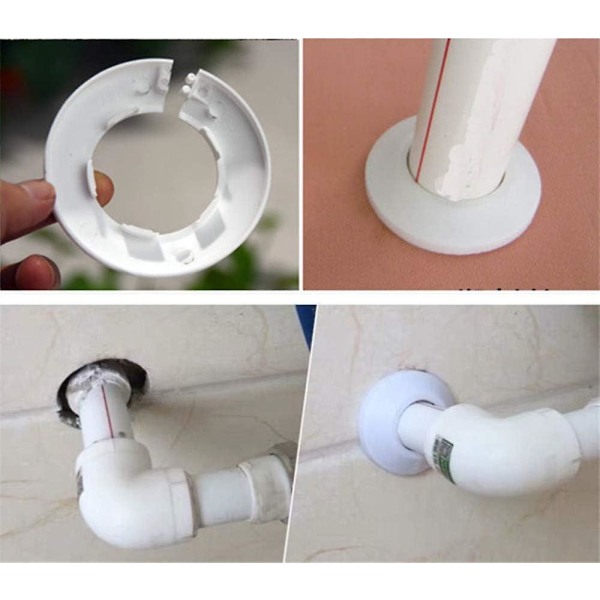 4 stk. veggflens ytre diameter flens enkel installasjon plast radiator rosett vannrør avløpsledning deksel krage vegg rørdeksel dekorasjon Pi White 110mm