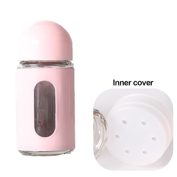 Glass Salt- og Pepperbøsser med Justerbare Hulleåpninger - Saltbøsse og Pepperbøsse i Rustfritt Stål Pink