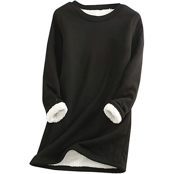Julklappströja för kvinnor - Dam tjock fleece sweatshirt casual pullover jul sammet varm underkläder toppar för arbete kontor rea utförsäljning U L