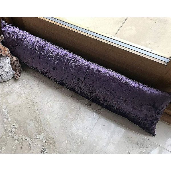 Faux krossad sammet i lila druva lång dörrkudde vindstopp tygkorv för vind Purple Grape