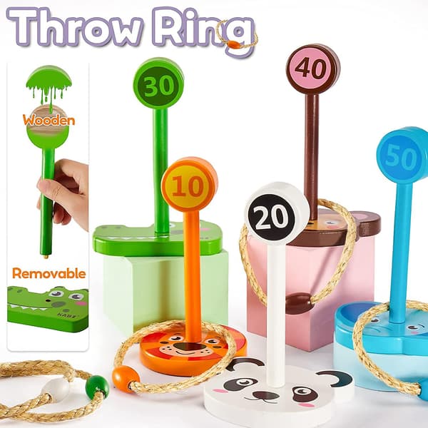 Träleksaker Utomhus & Inomhus Barn Ring Toss Spel Barn Set - Trädgård Ring