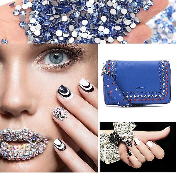 Krystal Rhinestones, flade Glassten til Neglekunst, DIY Håndværk light blue