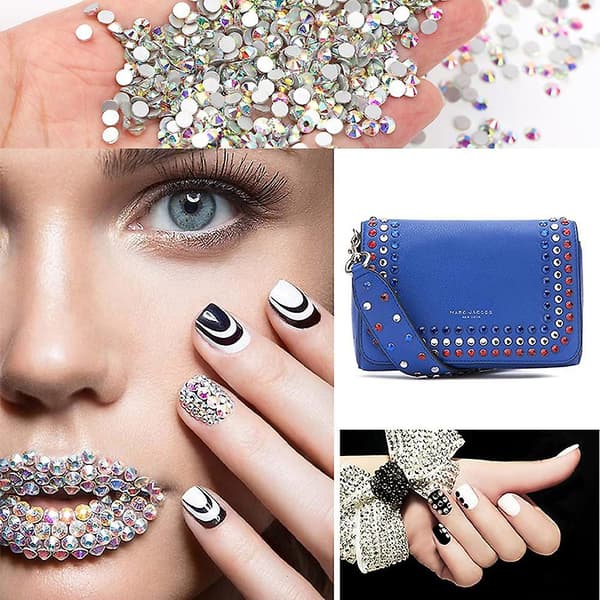Krystal Rhinestones, flade Glassten til Neglekunst, DIY Håndværk white AB
