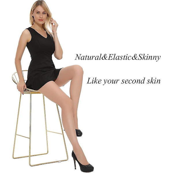 Naisten Everyday Energy 6 kpl Musta Beige Silkki Ohuet Pehmeät Sukkahousut 20 Denieriä Natural Nude XL
