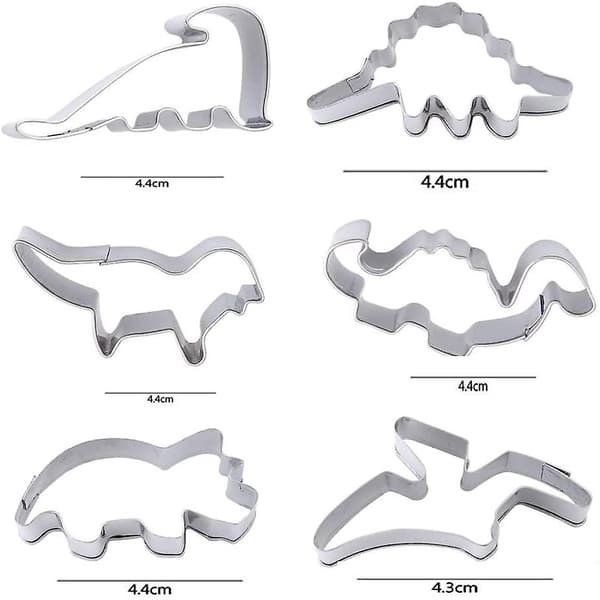 Dinosaur Kjeksutstikkersett, 6 Deler, Rustfritt Stål