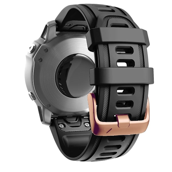 20 mm silikonersättningsarmband för Garmin Fenix 7S/6S Pro/5S Plus/Instinct 2S, roséguldfärgat spänne Black