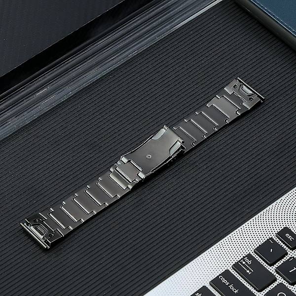 22 mm klockarmband för Garmin Forerunner 965/955/945/935, 5 pärlor i titanstål med snabbspänne Grey