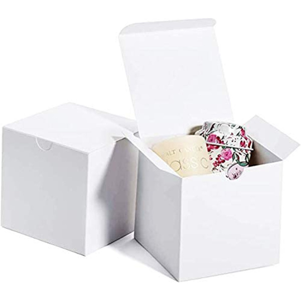 Gaveæsker 3 x 3 tommer Hvidt Papir Hvide Æsker med Låg til Gaver Håndværk Cupcake Emballageæsker (50)