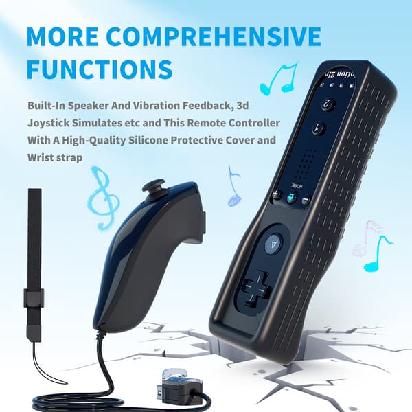 Fjernbetjening og Nunchuk til Wii, Remote Plus Controller til Wii med Motion Plus og Nunchuck, Remote Joystick til Wii Remote Game