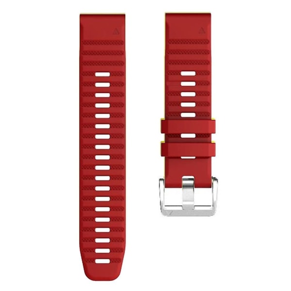 For Garmin Tactix 7 Pro/Fenix 7X/Fenix 6X Pro 26mm Silikon Klokkereim med Stål Sølvspenne Red