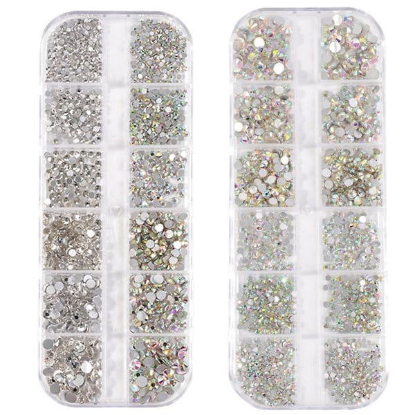 Nagelkonst Rhinestones runda kristaller glas flatback för DIY smyckestillverkning style 1