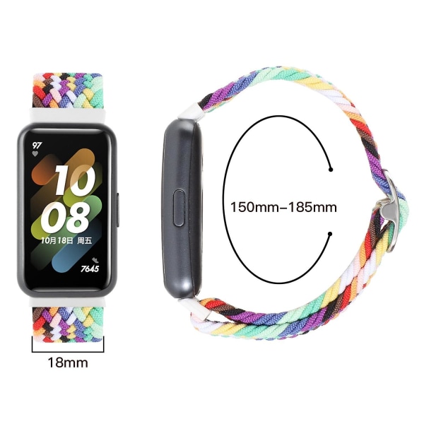 Flätat klockarmband för Huawei Band 7, ersättningsarmband med justerbart spänne Coloful Blue