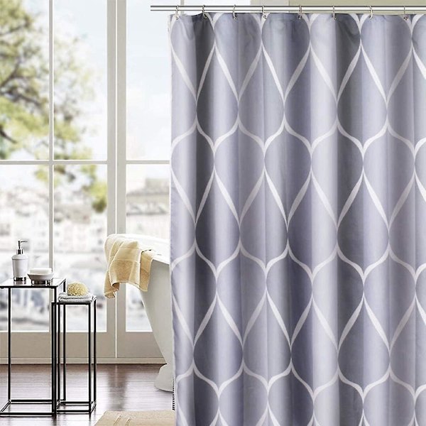 Bruseforhæng, vandtæt og skimmelsikkert polyester badeforhæng til badeværelse eller badekar med 12 rustfrie kroge, 180x180cm