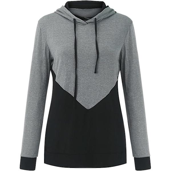 Grafiske Hættetrøjer Kvinder Efterår og Vinter Langærmet Farvematchende Mode Slank Hættetrøje Tøj Black X Large