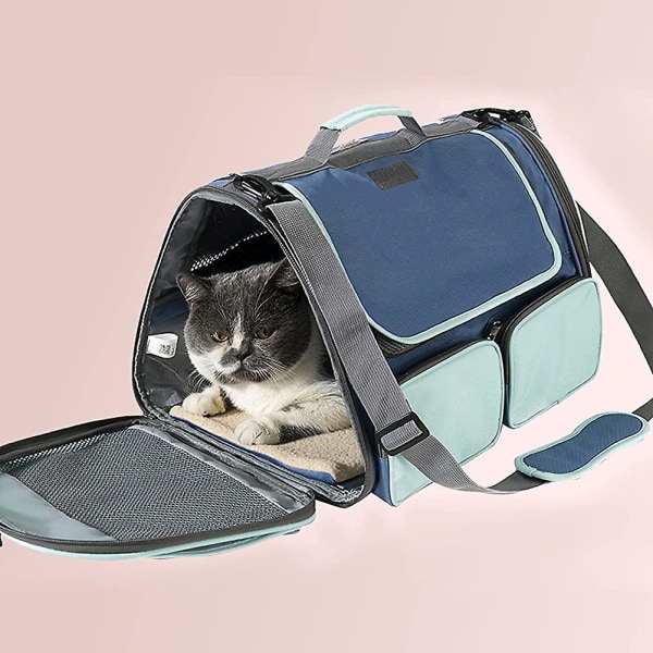 Transporttaske til kæledyr, Kattetasche Hundetaske Hvalpe Hunde Katte Taske med Wire