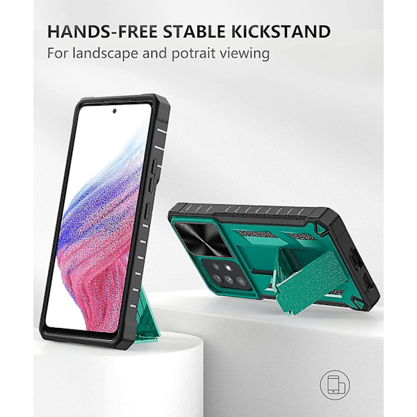 Samsung Galaxy A53 5g -kotelo: Sotilastason pudotussuoja suojakannella ja jalustalla | Matta pintakuvioitu kestävä iskunkestävä TPU | Suojaava puhelinkotelo