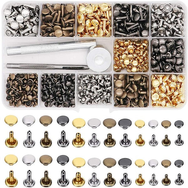480-dels Öglan/Grommet-set med brickor, fäste för läderhantverk, kläder, sytillbehör med handverktygssats, lädernit