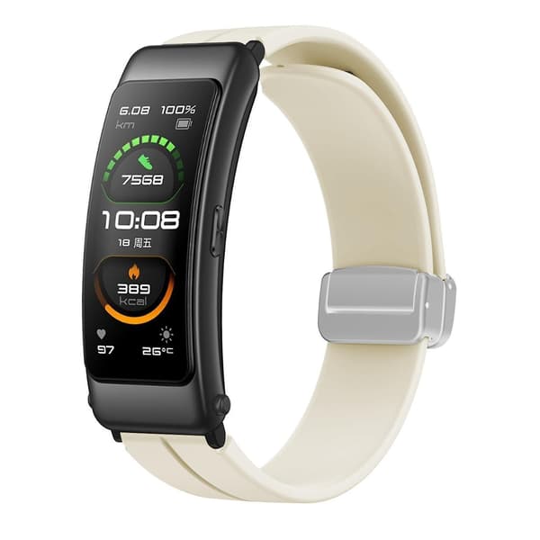 Til Keep B4/Huawei Watch Fit Mini Urrem 16mm Silikone Armbåndsrem, Sølv Foldespænde Starlight