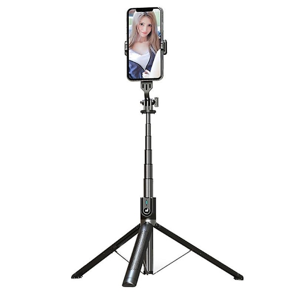 1,8 m Bærbar Selfie Stick i Aluminiumlegering Udtrækkeligt Tripod Stativ 360° Roterende Telefonholder