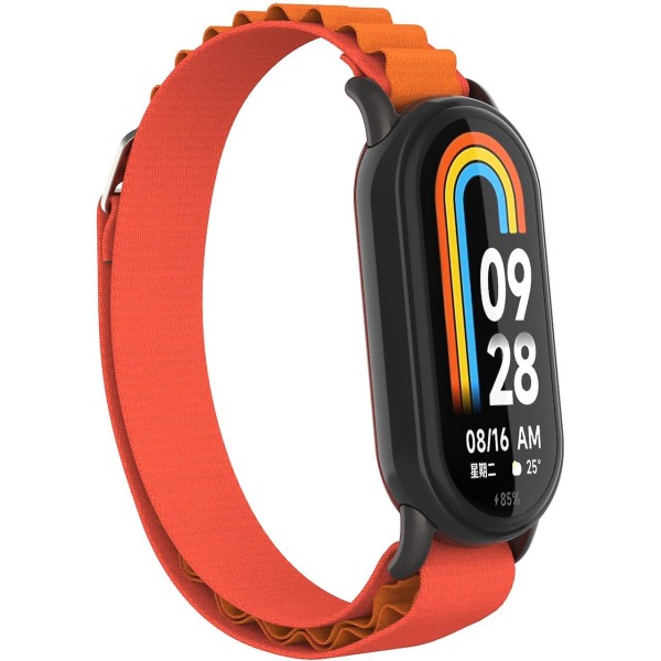 Nylon armband för Xiaomi Smart Band 8 Justerbart ersättningsarmband med svart kontakt Orange