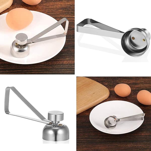 Egg Toppfjerner, Eggknekker i rustfritt stål Topper Kokt Egg Kutter Kjøkken