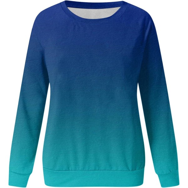 Dam med rund hals, färgblock/solid sweatshirts Toppar Långärmad Casual Pullover Söt lättvikts lösa toppar m5 blue Medium