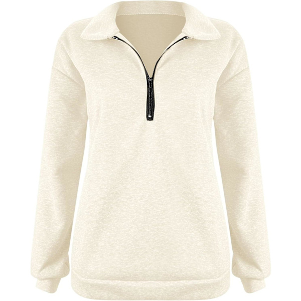 Naisten syksyn collegepaidat, Oversized puolivetoketjullinen pitkähihainen collegepaita, neljännesvetoketjullinen trendikäs huppari, asuja teineille m0 beige Medium