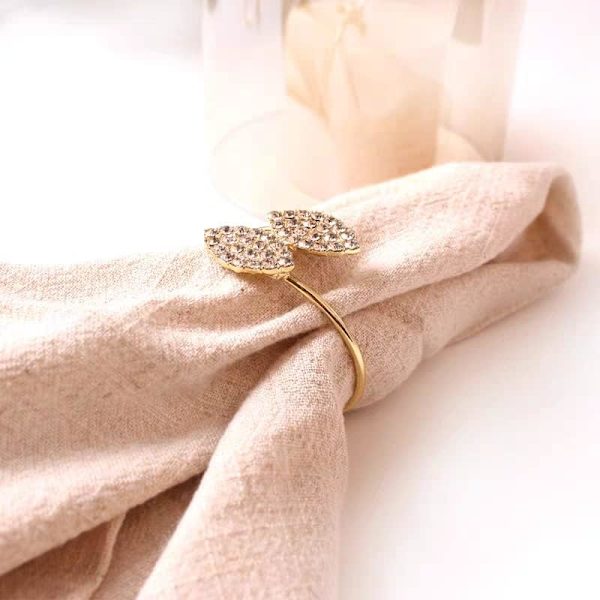 12 stk. Serviettringer Sett Rhinestone Serviett Holder Ringer Gull Håndlaget Spenne Holder Borddekorasjon
