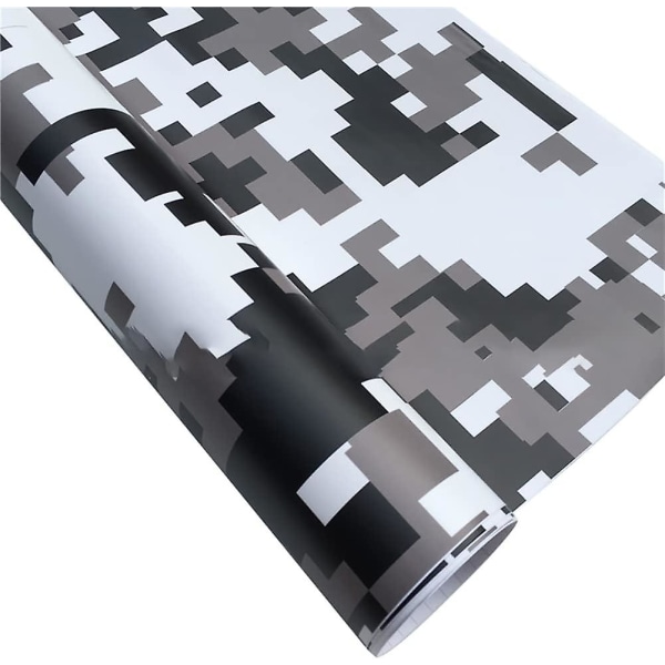 Vinyl självhäftande film för bil, 152cmx30cm självhäftande vinylfilm Vattentät Pvc Camouflage Bildekalfilm Autolackskyddsfilm, svart Vit