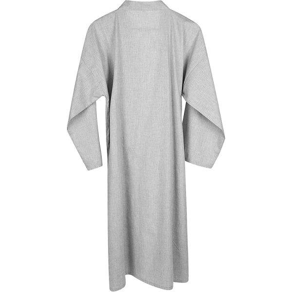 Herr Kimono Morgonrock Lätt bomull Kimono Morgonrock Morgonrockar Lång Morgonrock Pyjamas Sovkläder Nattlinne med ficka Light Grey 3XL