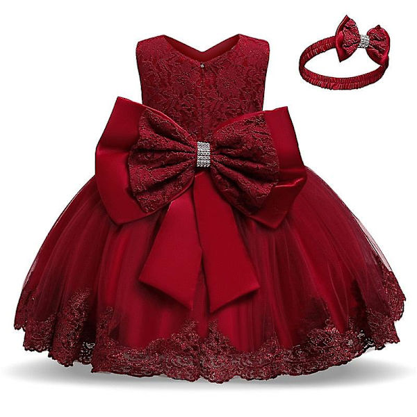 Spädbarn flickor spetsklänningar barn blomma elegant bröllop prinsessa fest tutu klänning barn födelsedag dop formella kläder B 9m