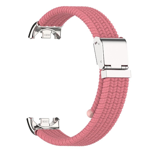 För Xiaomi Smart Band 8 flätad nylon klockarmband justerbart spänne elastiskt band Pink
