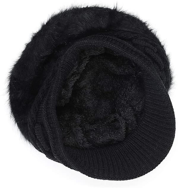 Dame Jenter Spiss Lue Hatt Visir Beret Vinter Termisk Baker Boy Caps