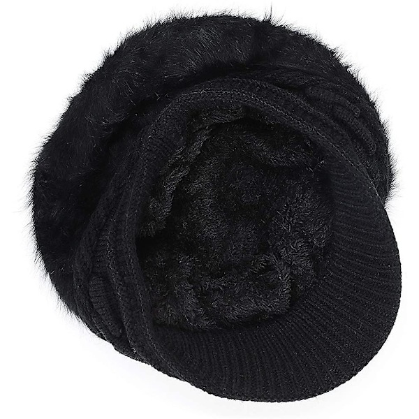 Kvinnor Flickor Toppad Mössa Hatt Visor Basker Mössa Vinter Termisk Baker Boy Cap