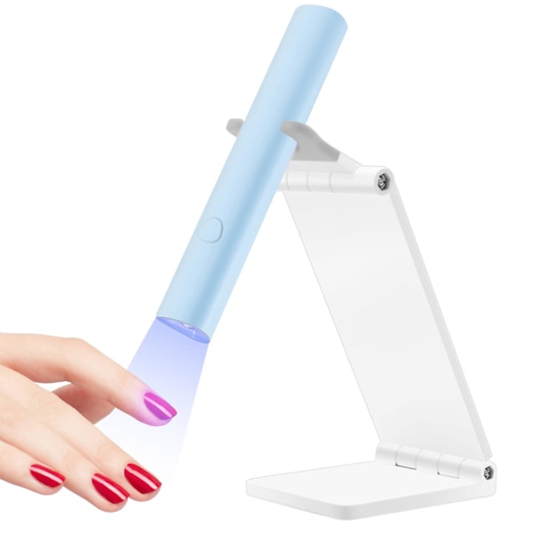 UV-lampa för gelnaglar, Mini UV LED-lampa, Laddningsbar med stativ, Bärbar liten UV-nagellampa, för härdning av nagellim & nageltips -GSL blue