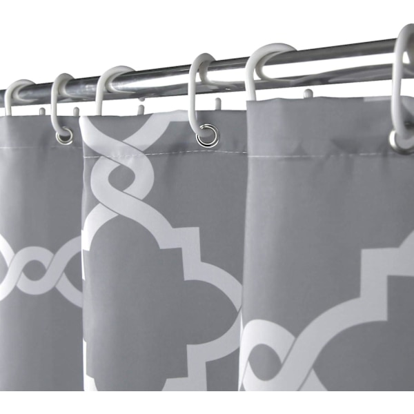 Bruseforhæng, Badeværelsesforhæng med 12 Kroge, Vandtæt Polyester Grey Geometric