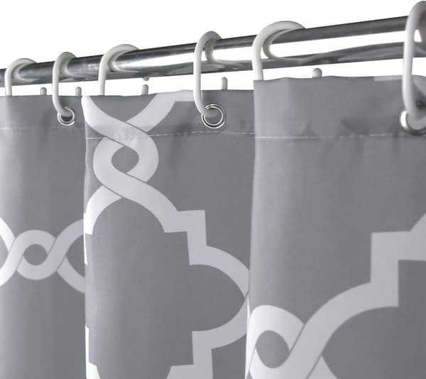 Duschdraperier, badrum duschdraperi med 12 krokar, vattentät polyester Grey Geometric