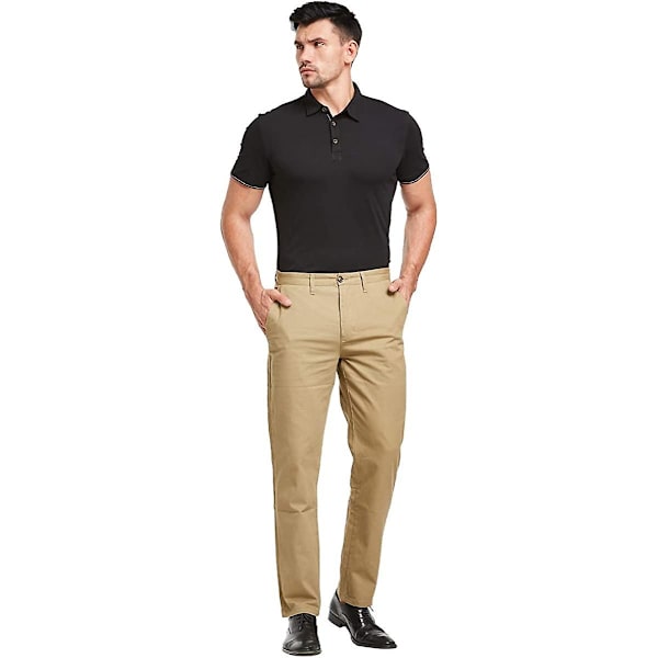 Chino-byxor för Yetsye-män Smart Casual-byxor Regular Fit Brown