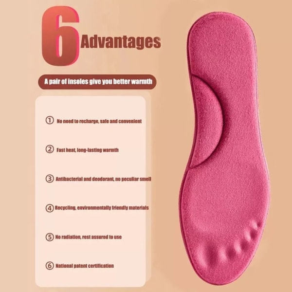 2 Paria Itselämmittäviä Pohjallisia Termostaattinen Lämpöpohjallinen Hierova Memory Foam -pohjallinen Jalkaholvituki Lämmitettävät Pohjat Talvi Miehet Naiset EU39 40