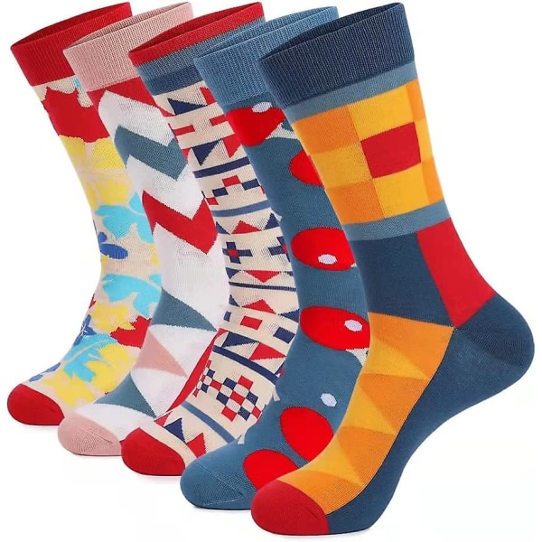 Roliga klänningssockor för män, Acsergery mönstrade bomullssockor, Acsergery Colorful Funky Socks Present
