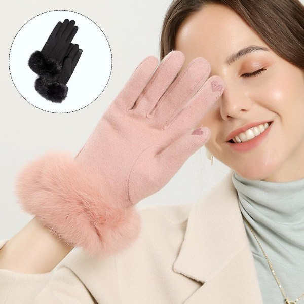 Vinterhansker med berøringsskjerm for teksting, varme forede hansker for kaldt vær Day black