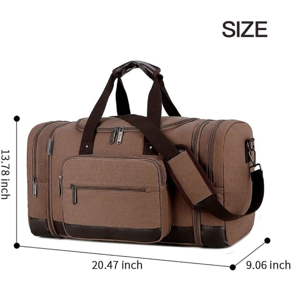 Canvas Resväska Stor Crossbody Väska Stor Kapacitet Resväska Weekend Väska Bekväm Handbagage Väskor Herrar Duffel Väska Brown