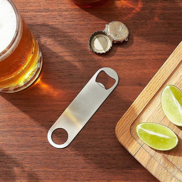Rustfri Stål Flad Oplukker Bartender Oplukker Til Bar, Simpel Og black
