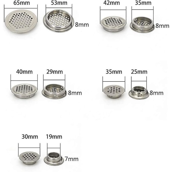 35mm Platt cirkulär luftventilationskåpa i rostfritt stål nät hål för Acsergery skåp badrum kontor  gåva