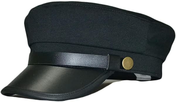 Retro Svart Militärhatt Med Bomullsläder