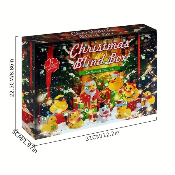 Julkalender 2024 med 24 Gummiankor Samlarobjekt, Festlig Nedräkning Blind Box Set