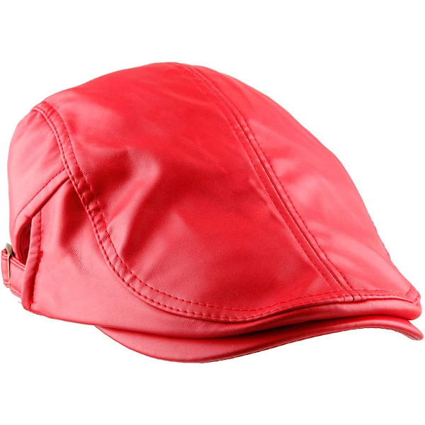 Lierihattu miehille. PU-nahkainen Newsboy Lakki Cabbie Ivy Gatsby Baretti Hattu Autoiluun Red