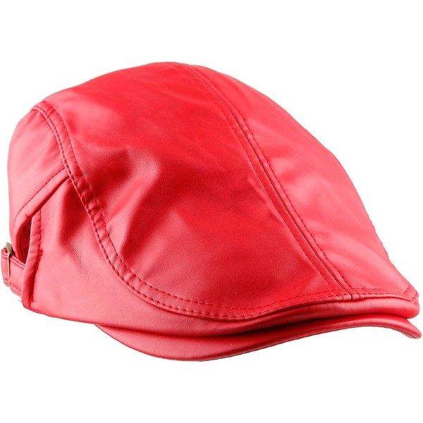 Platta Kepsar För Män. Pu Leather Newsboy Peaked Cabbie Ivy Gatsby Basker Hatt Driving Red